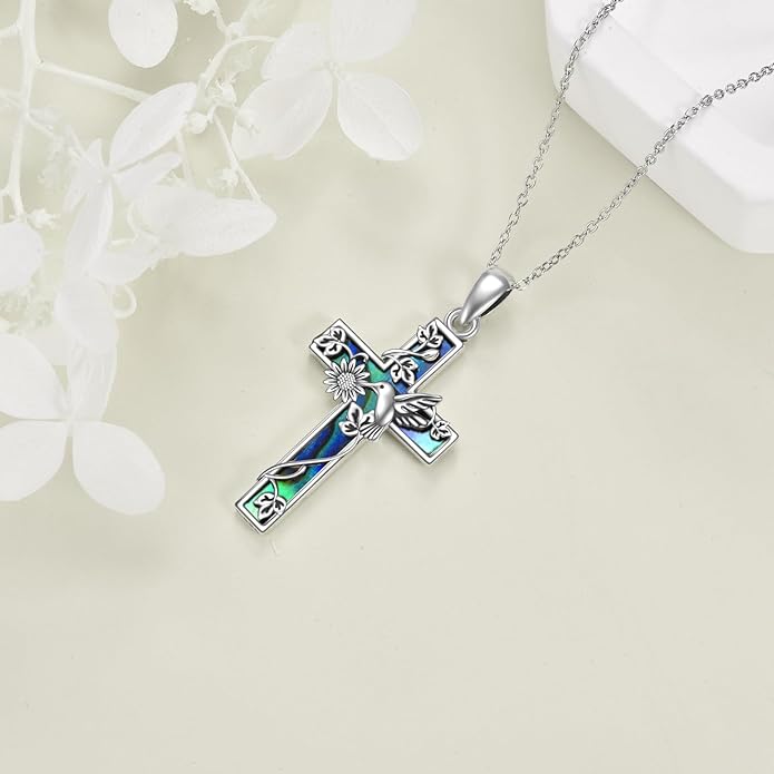 YFN Cross Necklace Sterling Silver Religious Cross Pendant Jewelry Christian Gifts for Women Men