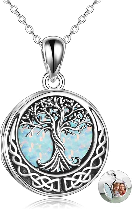 ONEFINITY Tree of Life Locket Necklace Sterling Silver Locket Necklace That Holds Pictures Tree of Life Locket Pendant for Women Wife Girlfriend