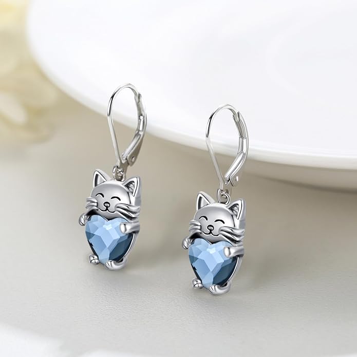 925 Sterling Silver Cat Earrings Cute Animal Kitten Stud Earrings cat Jewelry Gifts for Women Girls Hypoallergenic Earrings for Sensitive Ears