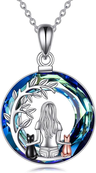 YFN Cat Necklace Sterling Silver Jewelry for Women Cat Jewelry Gifts