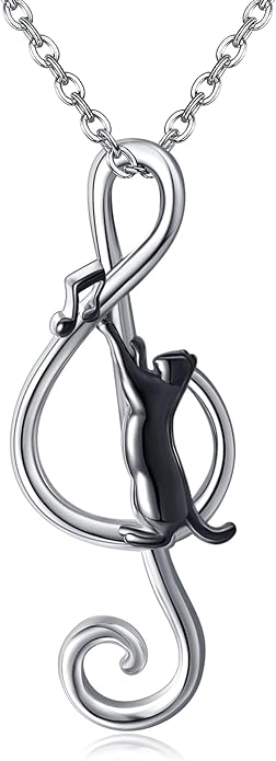 URONE Cat Necklace 925 Sterling Silver Cat Pendants Necklace Animals Jewelry Gifts For Women