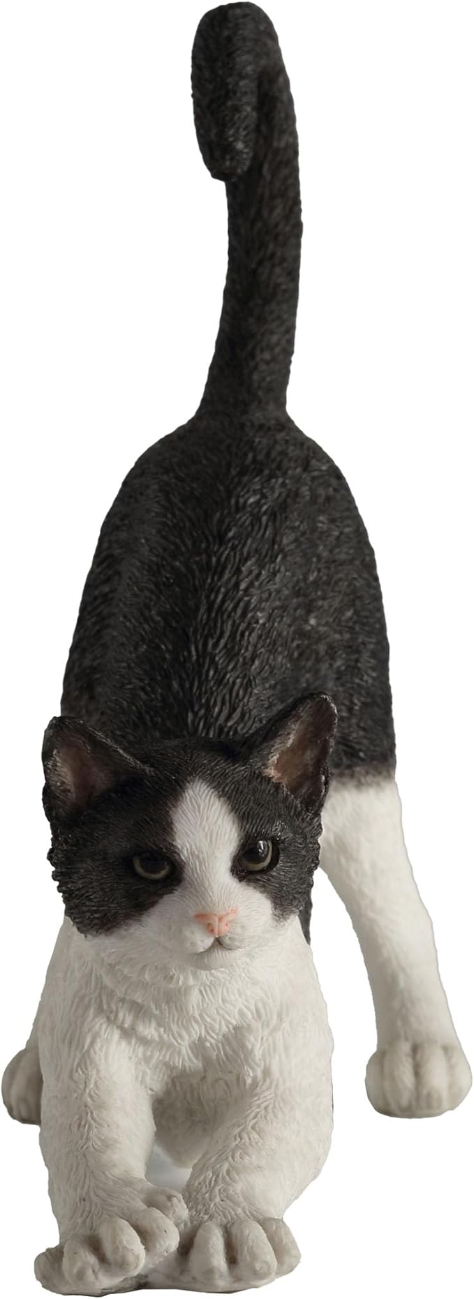 Veronese Design 4 7/8 Inch Black and White Cat Stretching Resin Hand Painted Figurine