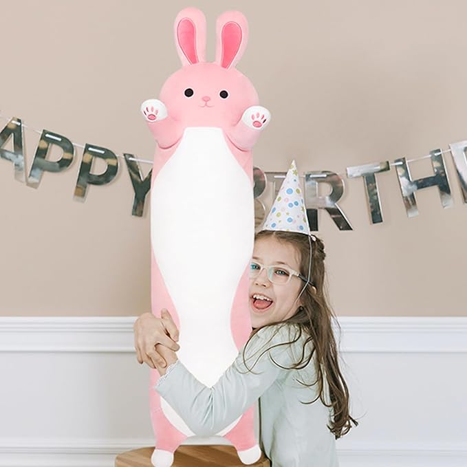 Long Rabbit Plush Pillow,35.5" Large Bunny Stuffed Animal,Weighted Bunny Plush,Cuddly Sleeping Hugging Pillows, Soft Giant Body Pillow,Beloved Plush Toy Gift at Birthday Easter
