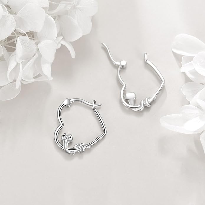 YFN Animal Earrings Sterling Silver Animal Heart Hoop Dangle Earrings Cute Jewelry Gifts for Women