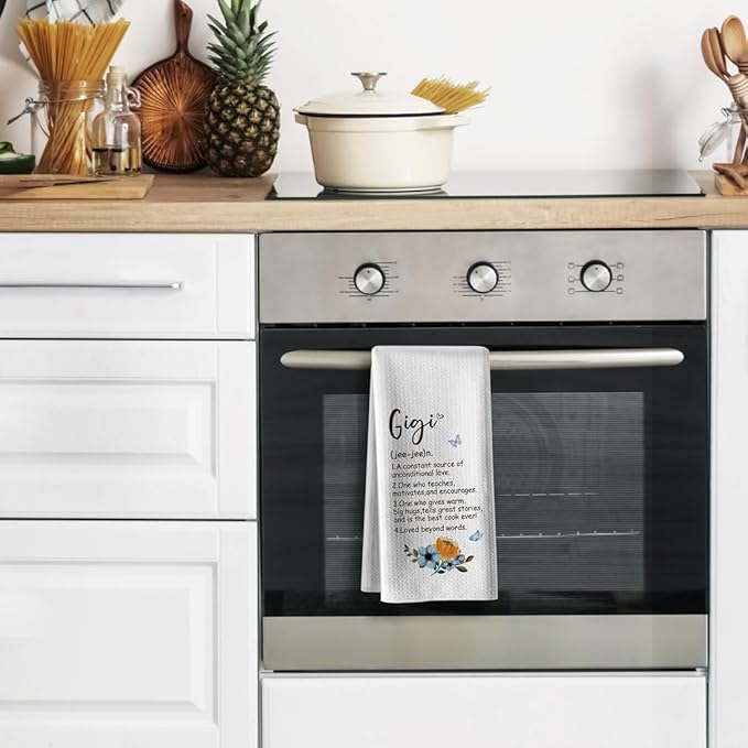 Funny Joked Dish Cloths Hand Towels, World's Best Gigi Gifts, Microfiber Kitchen Towel, 16x24 Inches, Absorbent Dishcloth,Floral Bar Rags,Present for Mom,Grandma On Birthday Christmas Mothers Day