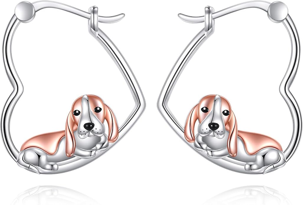 YFN Animal Earrings Sterling Silver Animal Heart Hoop Dangle Earrings Cute Jewelry Gifts for Women