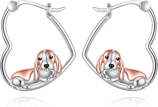 YFN Animal Earrings Sterling Silver Animal Heart Hoop Dangle Earrings Cute Jewelry Gifts for Women