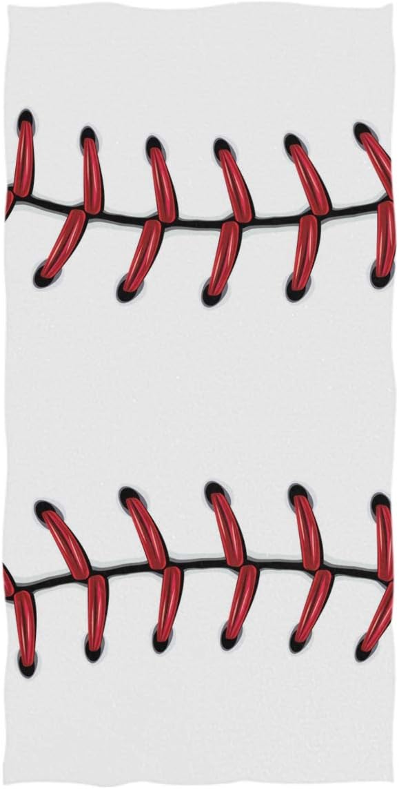 Pfrewn Softball Baseball Red Lace Hand Towels 16x30 in Fish Scale Thin Bathroom Towel, Ultra Soft Highly Absorbent Small Bath Towel Bathroom Decor Gifts