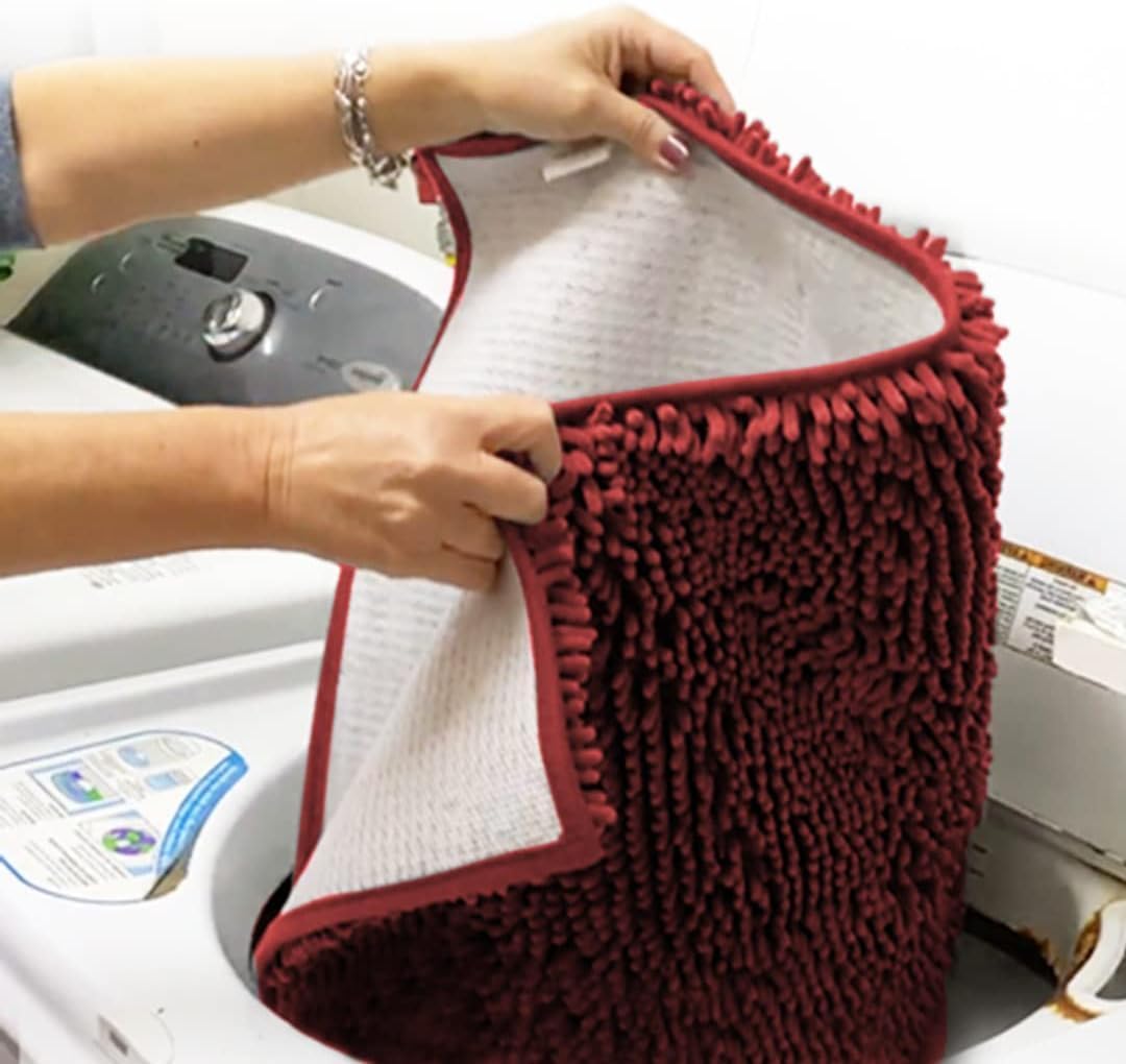 Muddy Mat® Shown on TV – Super Absorbent Door Mat Indoor, Microfiber Quick Dry Chenille Entryway Rug, Non-Slip Front Door Mat, Indoor Mats for Entryway, Machine Washable Pet Rug, Red 36"x72"