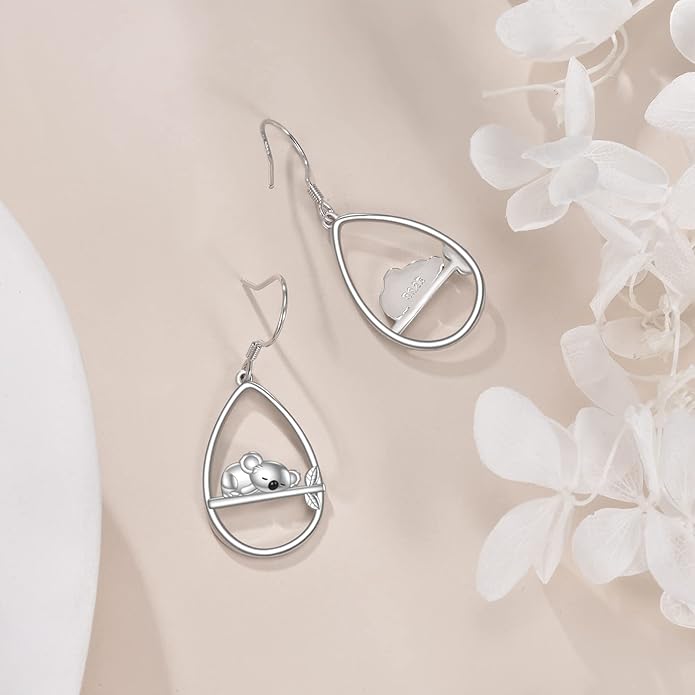 YFN Animal Earrings Sterling Silver Animal Heart Hoop Dangle Earrings Cute Jewelry Gifts for Women