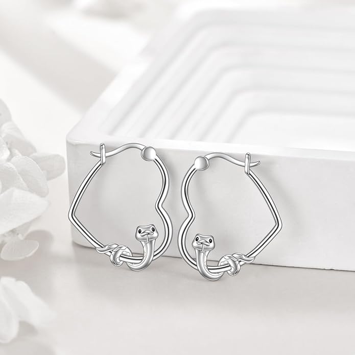 YFN Animal Earrings Sterling Silver Animal Heart Hoop Dangle Earrings Cute Jewelry Gifts for Women