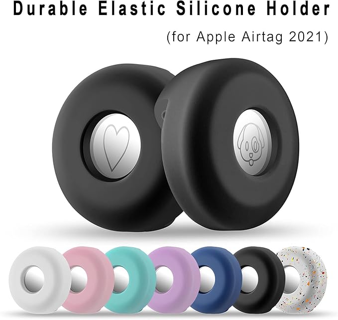 Airtag Holder for Dog Collar, Cibaabo Silicone Air Tag Case Cover Compatible with Apple Airtags for 0.8-1.2inch Cat Pet Collar Harness Loop