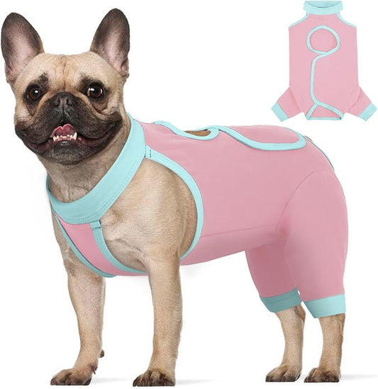 ROZKITCH Dog Surgery Leg Sleeve Rear Legs, Male Female Pet Prevent Licking Wound Elbow Knee Protector, Dog Recovery Suit Cone Collar Alternative Pants Shirt for Wound Heal Wrap Pink M