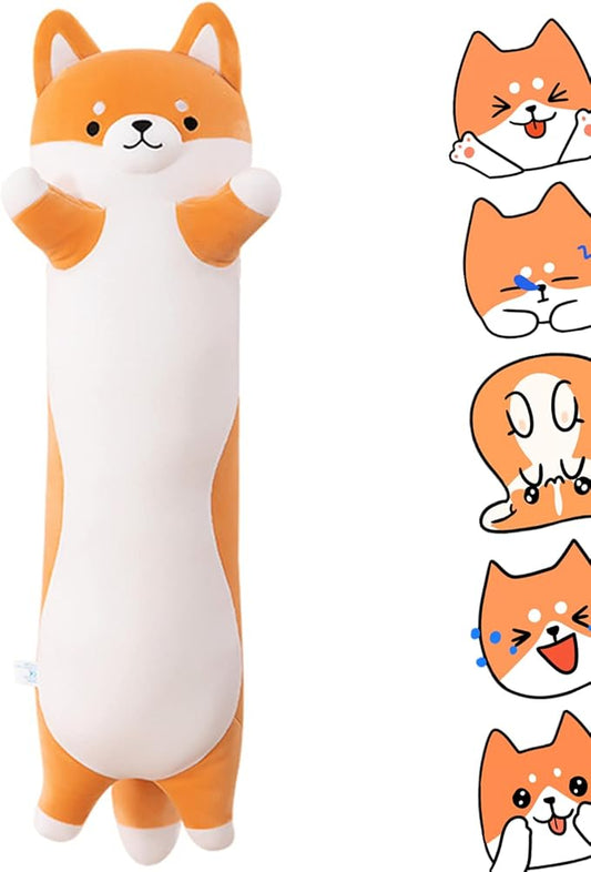 27.64'' Shiba Inu Plush Dog Stuffed Animals Long Dog Plush Pillow Toy Cute Cartoon Soft Sleeping Body Pillow for Kids Adults