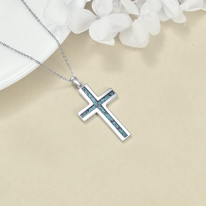 YFN Cross Necklace Sterling Silver Religious Cross Pendant Jewelry Christian Gifts for Women Men