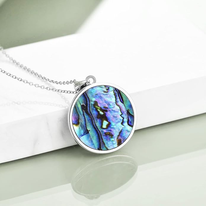 925 Sterling Silver Moon Black Cat Necklace for Women - Tree of Life Jewelry with Abalone Stone - Cat Lover Birthday Gift