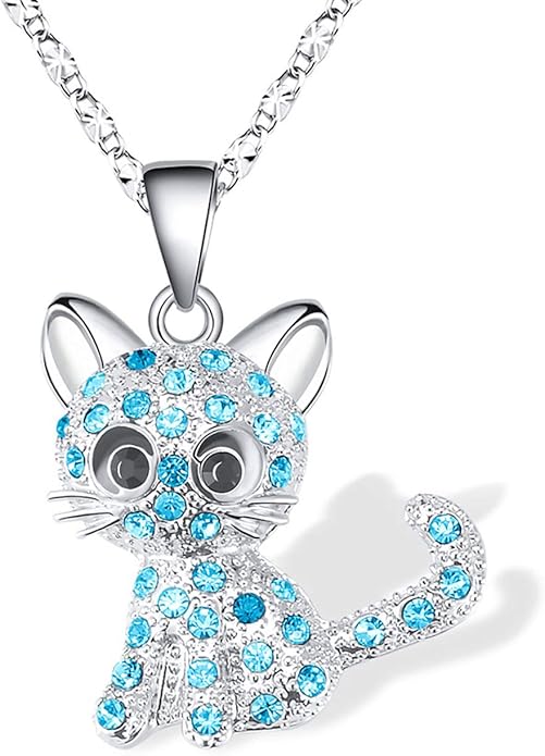 Lanqueen Kitty Cat Pendant Necklace Jewelry for Women Girls Cat Lover Gifts Daughter Loved Necklace
