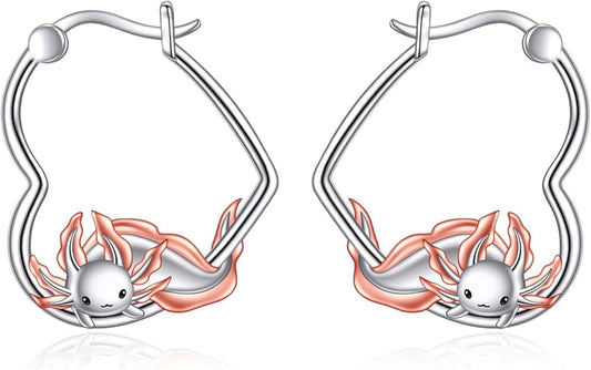 YFN Animal Earrings Sterling Silver Animal Heart Hoop Dangle Earrings Cute Jewelry Gifts for Women