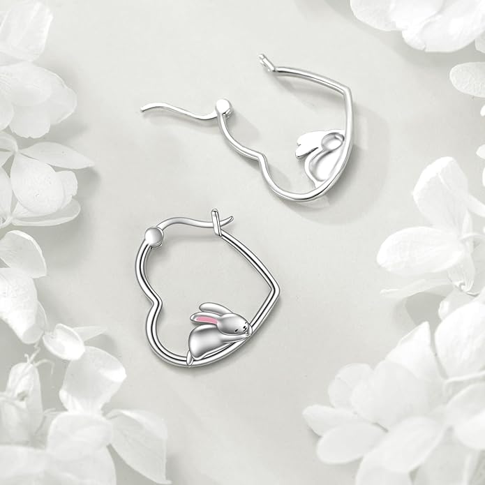YFN Animal Earrings Sterling Silver Animal Heart Hoop Dangle Earrings Cute Jewelry Gifts for Women