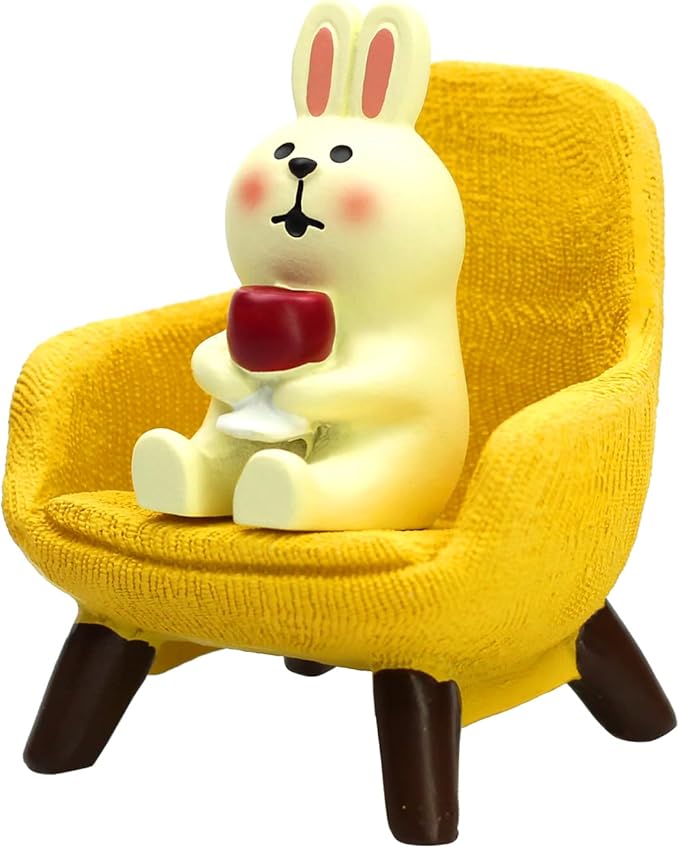 Small Easter Bunny Figurine Cute Mini Rabbit Holding Red Wine Figurine Resin Rabbit for Office, Home Decoration Perfect Cute Rabbit Gift for Rabbit Lovers - Yellow Sofa