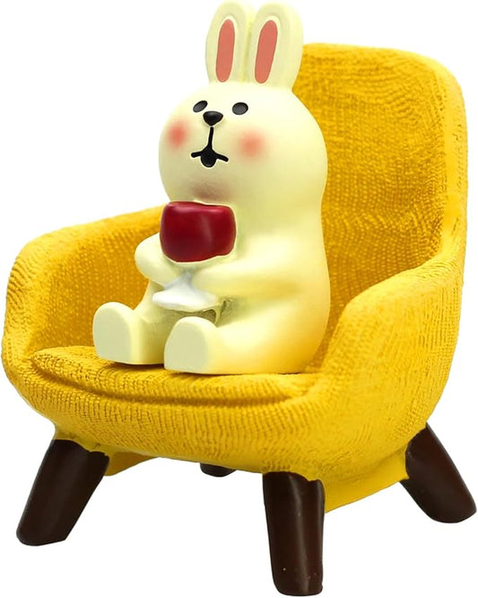 Small Easter Bunny Figurine Cute Mini Rabbit Holding Red Wine Figurine Resin Rabbit for Office, Home Decoration Perfect Cute Rabbit Gift for Rabbit Lovers - Yellow Sofa