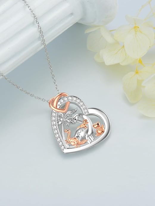 Mothers Day Gift for Mom 925 Sterling Silver Mama Bear/Dinosaur/Cat/Bird/Chicken Necklace with 1 2 3 4 5 Cubs Jewelry for Women Wife Grandma