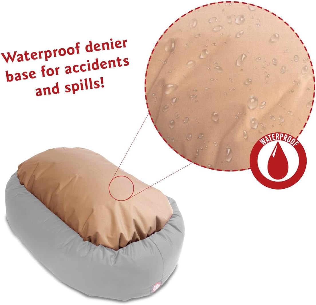 Majestic Pet 40 Inch Micro Velvet Calming Dog Bed Washable – Cozy Soft Round Dog Bed with Spine for Head Support - Fluffy Donut Dog Bed 40x29x9 (inch) – Round Pet Bed Large – Navy