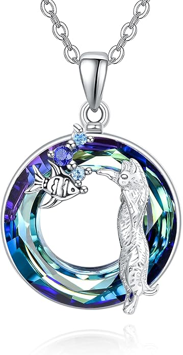 Dreamboat Sterling Silver Cat Necklace for Women Crystal Necklace Cute Animal Necklace Kitten Necklace Cat Pendant Friendship Cat Jewelry Gifts