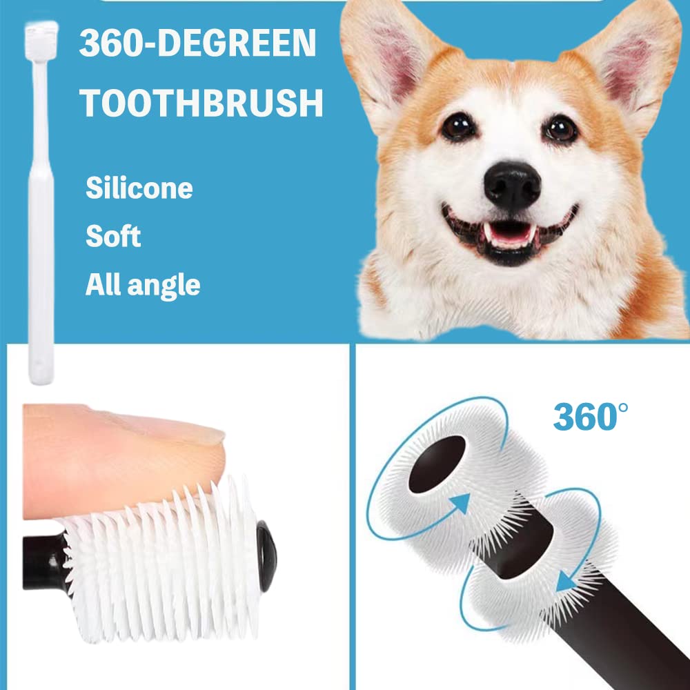8 Pack Small Dog & Cat Toothbrush Kit, 360º Pet Toothbrush/Mini Head/Dual Head / 10000 Ultra-Soft Bristles Tooth Brush/Finger Toothbrushs for Cat Kitten Doggie Dental Care, Oral Hygiene