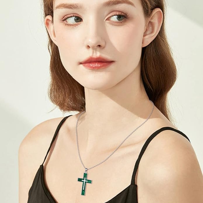 YFN Cross Necklace Sterling Silver Religious Cross Pendant Jewelry Christian Gifts for Women Men