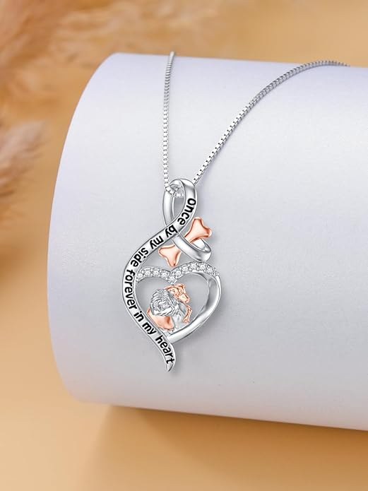 925 Sterling Sliver Yorkshire/Corgi/Labrador/Pug/Bulldog/Paw Print/Cross Necklace Cute Puppy Dog Necklace Jewelry Birthday Gifts for Women Girls Dog Lovers