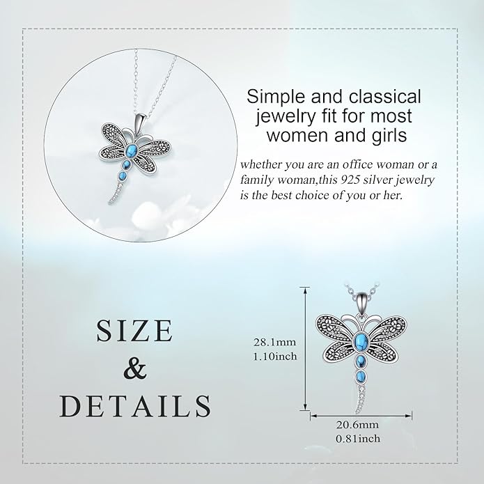 POPLYKE Spider/Butterfly/Fox/Killer Whale/Pande/Shark/Cat/Owl/Mermaid/Dragonfly Necklace 925 Sterling Sliver Animal Necklace Pendant Jewelry Gifts for Women