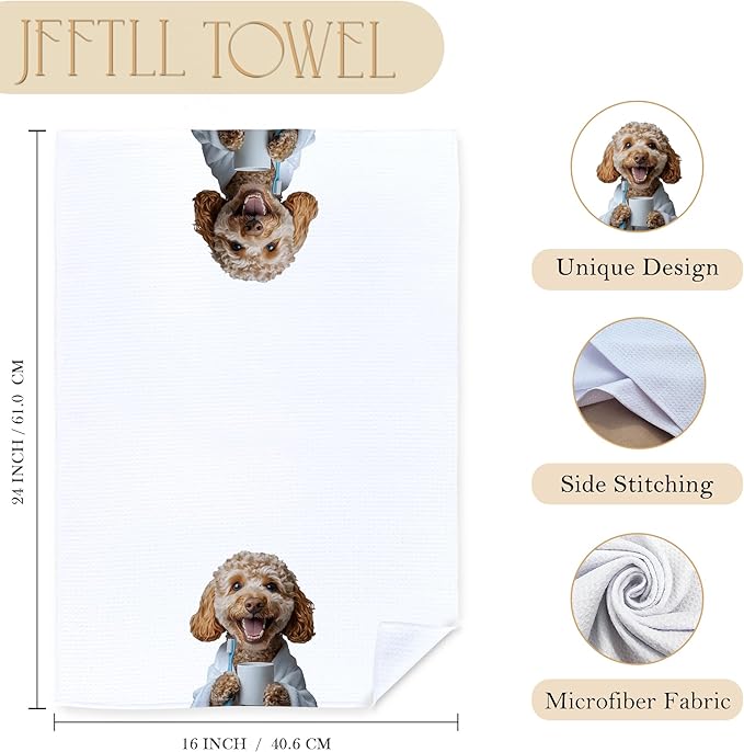 Poodle Gifts Bath Hand Towels, Funny Bathrobe Poodle Hand Towels for Bathroom Washroom Restroom Decor, Dog Bathroom Decor, Gifts for Women Dog Lover, 16x24 Inch