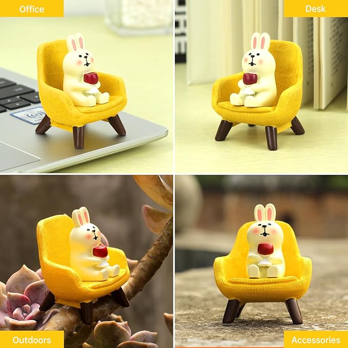 Small Easter Bunny Figurine Cute Mini Rabbit Holding Red Wine Figurine Resin Rabbit for Office, Home Decoration Perfect Cute Rabbit Gift for Rabbit Lovers - Yellow Sofa