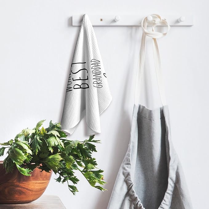 World's Best Granddad Kitchen Towels, Best Granddad Gifts for Grandfather Granddad, Granddad Gifts from Children, Granddad Father's Day Birthday Gifts Tea Towels Kitchen Hand Towels 16x24 Inch