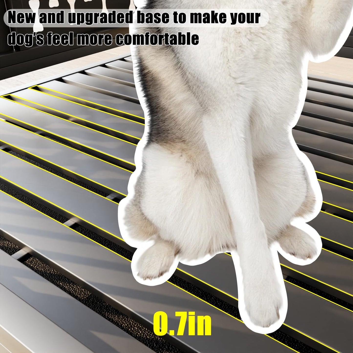 LEMBERI 48/42 inch Indestructible Heavy Duty Dog Crate with Cushion, High Anxiety Extra Large Dog Cage for Large Dogs, XL Steel Escape Proof Dog Kennel with Locking Wheels