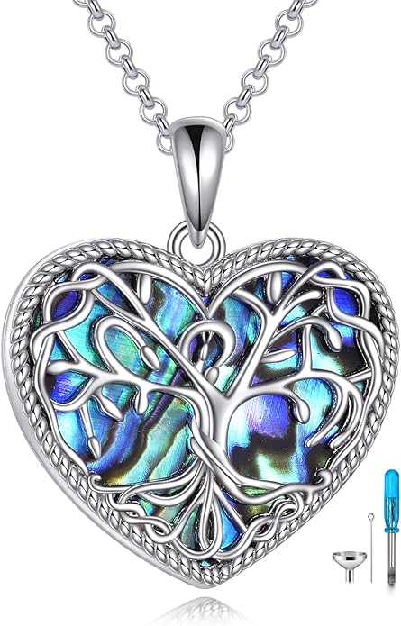 POPLYKE 925 Sterling Silver Urn Necklace for Ashes for Women Cremation Necklace for Ashes Keepsake Jewelry for Human