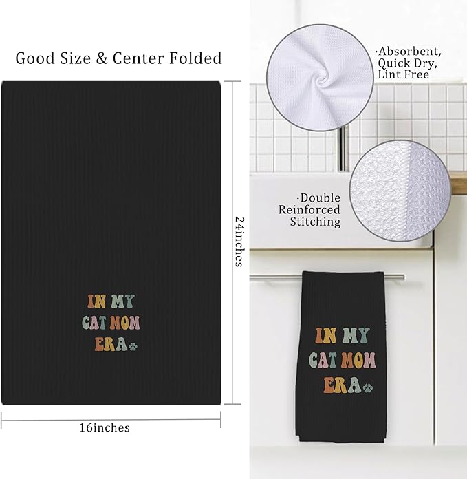 XUISWELL in My Cat Mom Era Kitchen Towels,Cat Mom Gifts,Cat Mom Gifts for Women,Gifts for Cat Owners,Best Cat Mom Gifts,Gifts for Cat Mom,Cat Hand Towels,Cat Towels for Cat Lovers,16x24 Inch