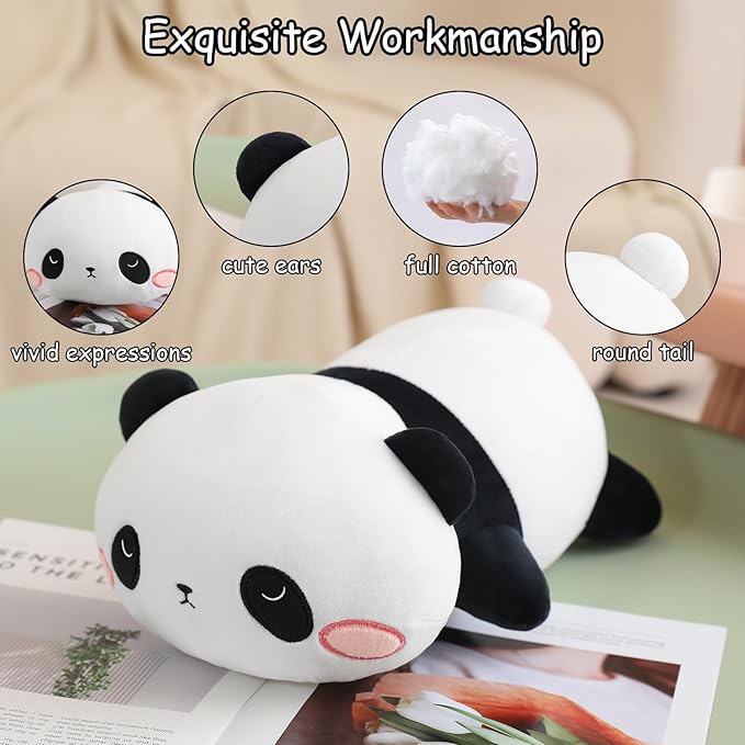 SQEQE Weighted Panda Plush, Weighted Panda Stuffed Animal, Cute Plushies Soft Bear Pillow Toy Gift for Kids Adults 13.8 Inch, 1.6 Lbs