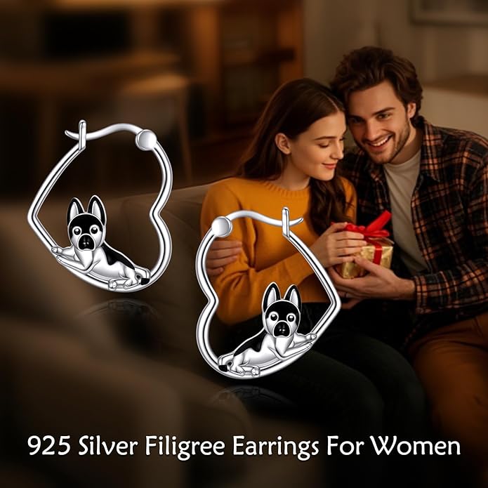 YFN Animal Earrings Sterling Silver Animal Heart Hoop Dangle Earrings Cute Jewelry Gifts for Women