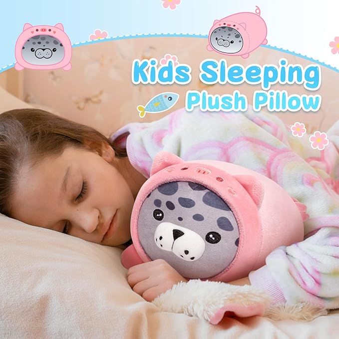 Piggy Seal Plush, Kawaii Pig Plushies Toy, Seal Plushie with Pig Outfit Costume, Anime Plushie Doll, Cute Stuff Toys Gift for Girls, Boys and Males (8 Inch)