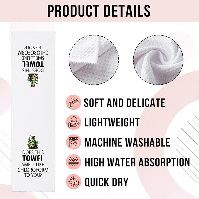 Funny Kitchen Towels Does This Towel Smell Like Chloroform to You Dish Hand Towels Adult Humor Towels for Kitchen Decor Sweet Housewarming Gifts Funny Birthday Gifts for Women Men Friend