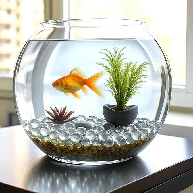 FUTUREPLUSX 1LB Clear Flat Glass Marbles, Vase Filler Glass Pebbles Floral Beads Table Aquarium Gravel Decoration DIY Craft