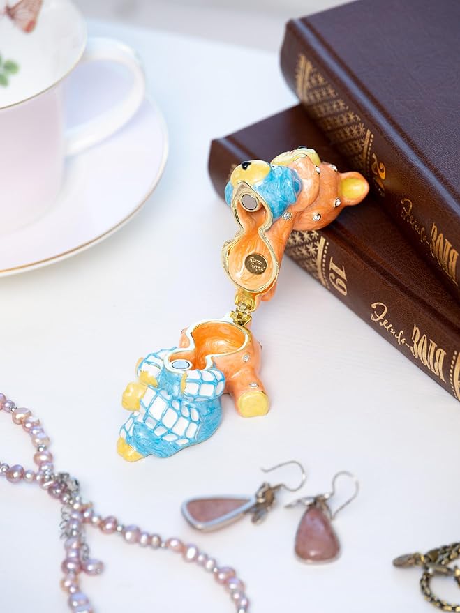 Keren Kopal Friends cat & Dog Trinket Box Decorated with Crystals Jewelry Storage Stash Handpainted Animal Figure Gift Idea for Home Decor