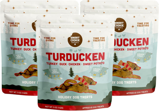 Smart Cookie Turducken Holiday Dog Treats - Turkey, Duck and Chicken Christmas Dog Treats - Healthy, All Natural, Grain Free, Human-Grade - Made in USA - 5oz (Pack of 3)