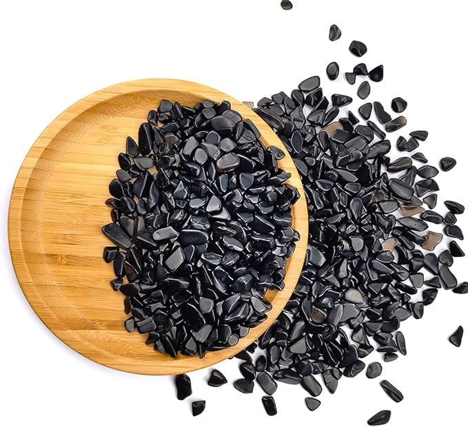 WAYBER 1 Lb/460g Black Obsidian Quartz Crystal Stones Irregular Decorative Rocks Aquarium Pebbles Gravels for Fish Turtle Tank/Succulent Plants/Air Plants Decoration (Fill 1 Cup)