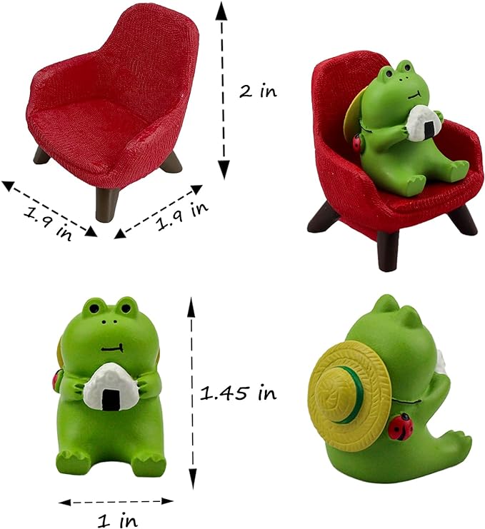Miniature Frogs - Cute Frog Sculptures for Outdoor Fairy Garden, Desk Decor & Plant Shelf