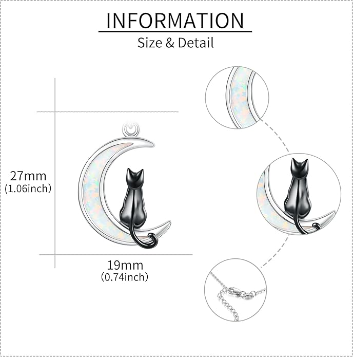 URONE Cat Necklace 925 Sterling Silver Cat Pendants Necklace Animals Jewelry Gifts For Women