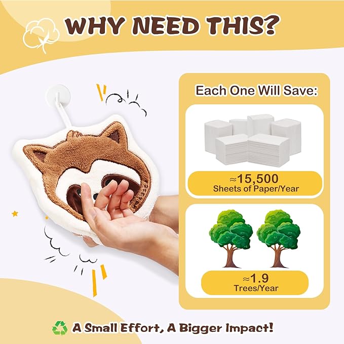 2 Pack Raccoon Hand Towels Set for Bathroom: Gifts for Her Cat Lovers Cute Cat Raccoon Pattern Kitchen Towels Drying Your Hands Pads - Women Mom Wife Sister Friend Coworker Gifts