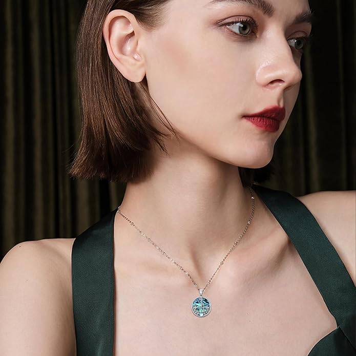 Witch Necklace 925 Sterling Silver Pentagram Triple Moon Pentacle Pendant Wiccan Pagan Jewelry Witchy Gifts for Women